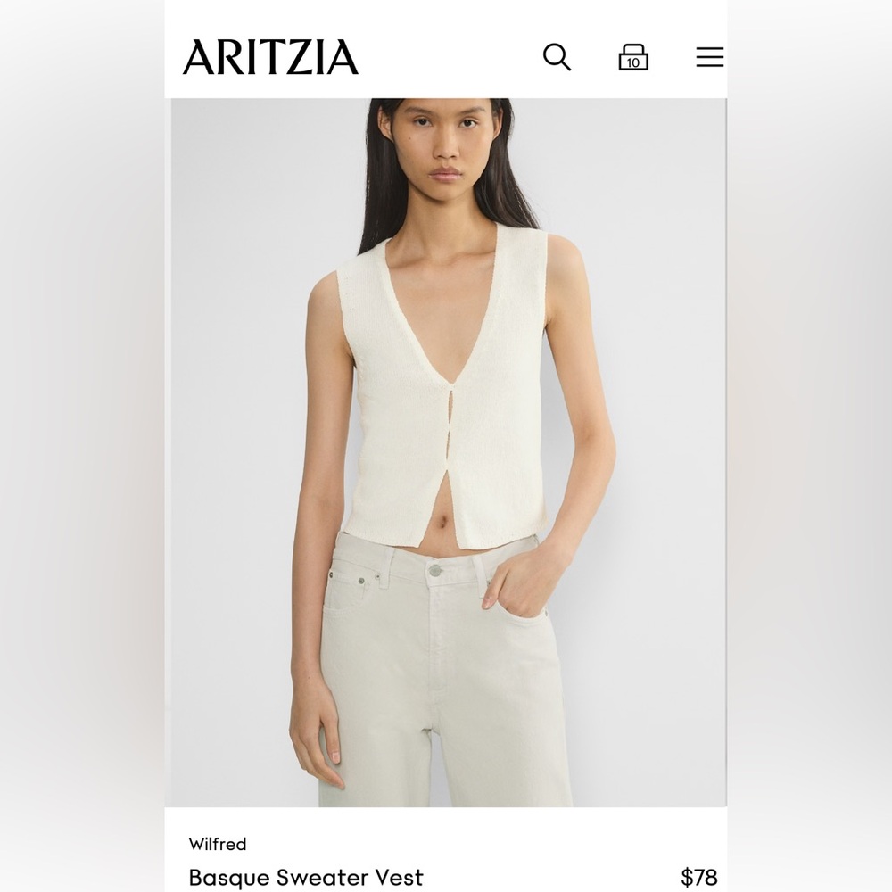 Aritzia Wilfred Basque sweater vest, light birch, size small